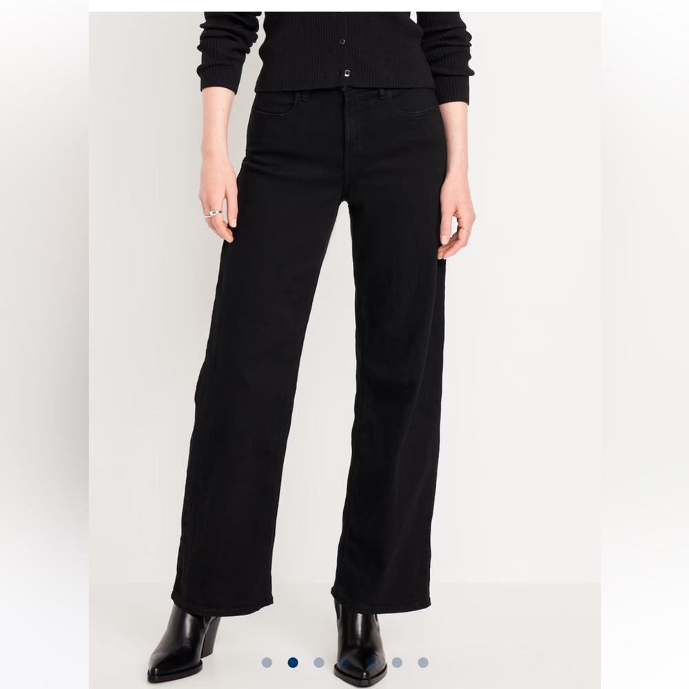 NWOT Old Navy - High-Rise Wow Wide Leg Jeans in Black Jack - size 6 Petite